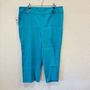 Versailles Linen Blend Blue Pants Womens 16 Cropped Old Money Lagenlook Summer
